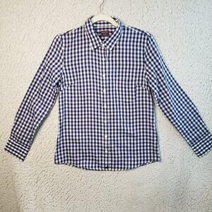 Untuckit Shirt Womens 4 Blue White Gingham Long Sleeve Preppy Classiccore 34x30
